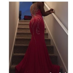 Beautifully beaded pink prom dress