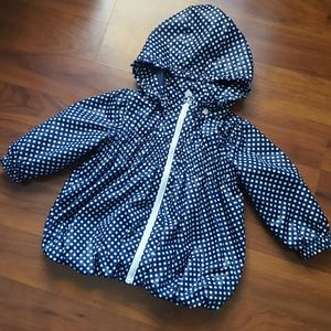 Navy and white polka dot rain jacket H&M