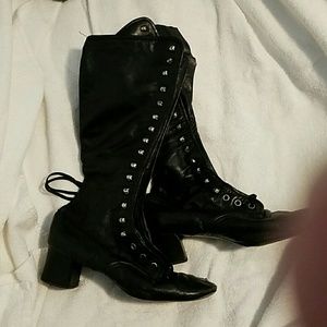 Vintage black boots leather lace up
