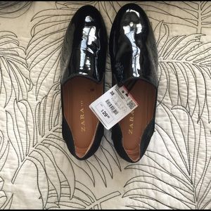 Black patent Zara loafers