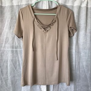 Last Chance!⚡️Khaki Lace Front Top