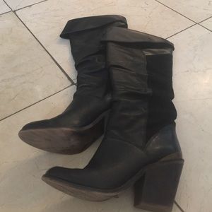 Black suede and leather boots👍🏼