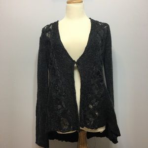 Charcoal Lace Trim Sweater