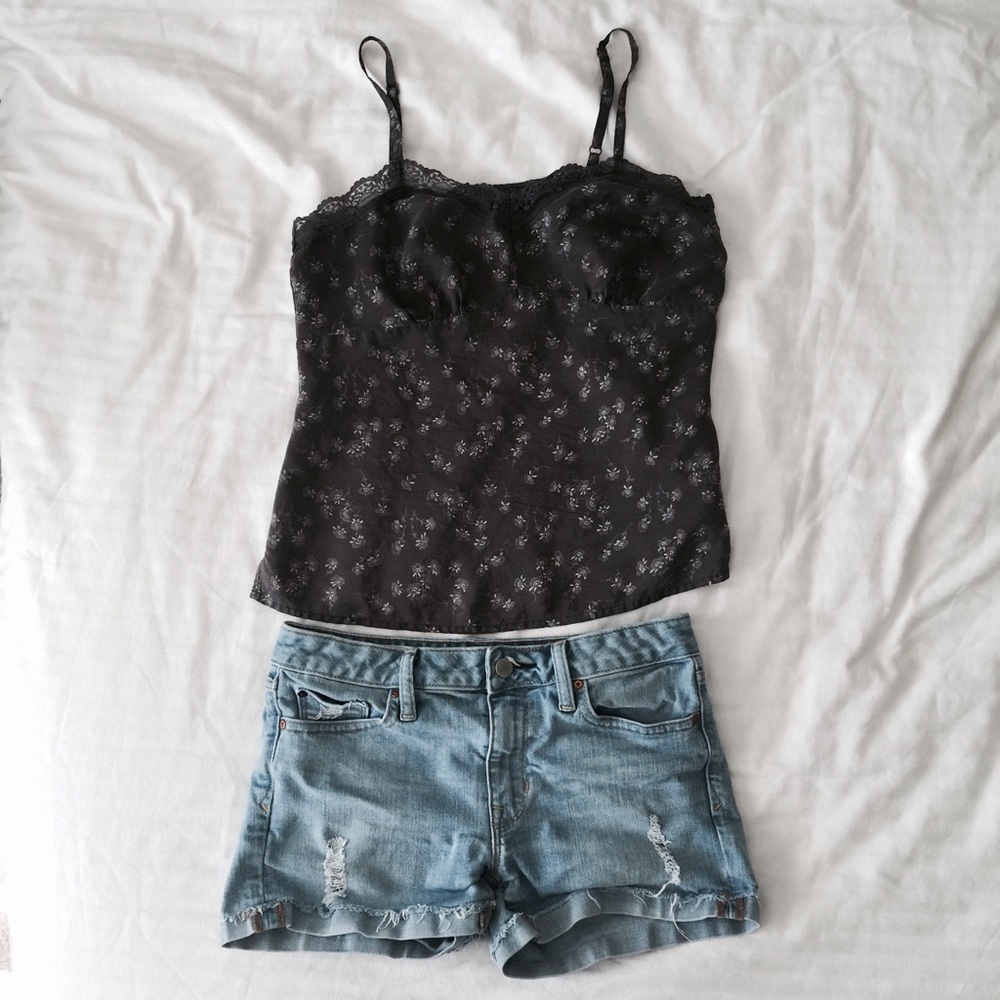 American eagle outfitters grey silk camisole