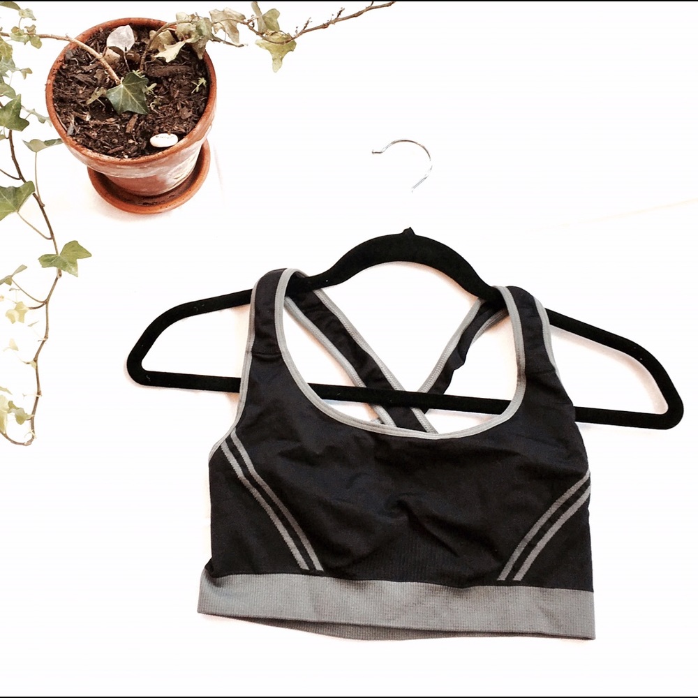 Black Striped Sports Bra