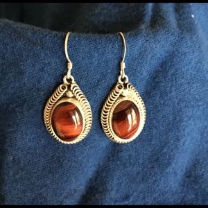 BEAUTIFUL TIGER EYE .925 STERLING Earrings