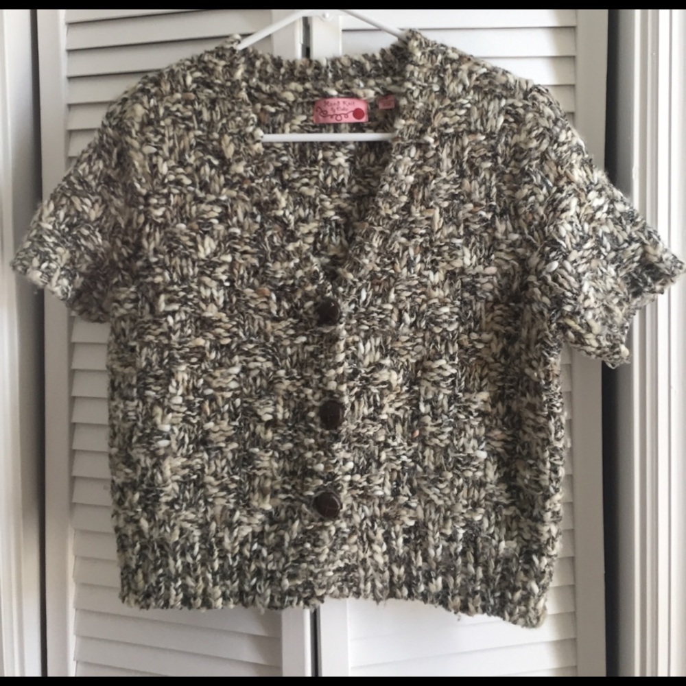 Cropped chunky knit Anthropologie sweater.