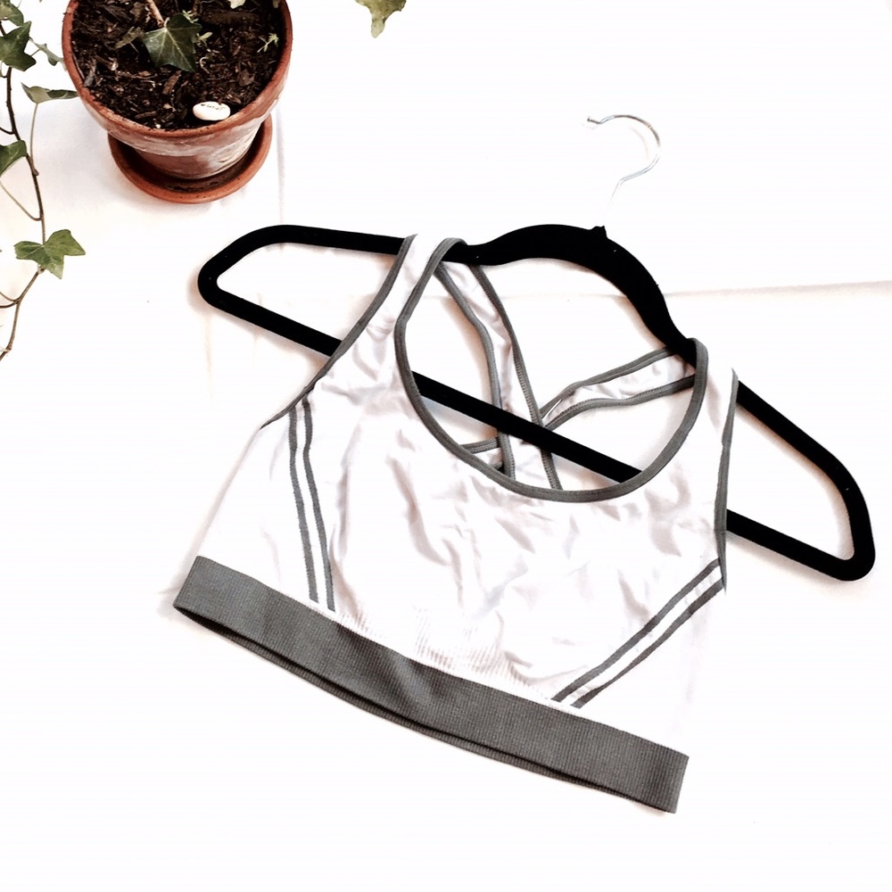 White Striped Sports Bra
