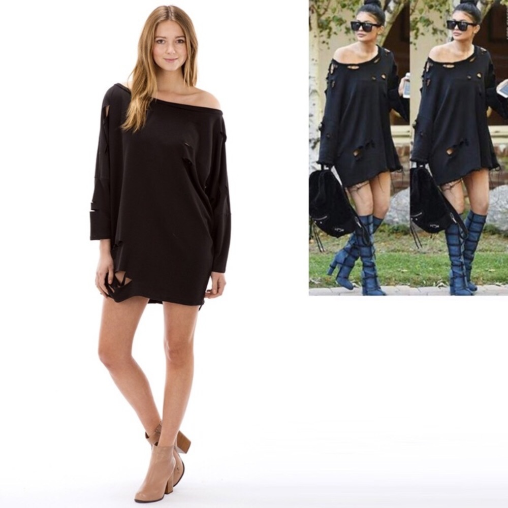 Distressed Sweater Dress