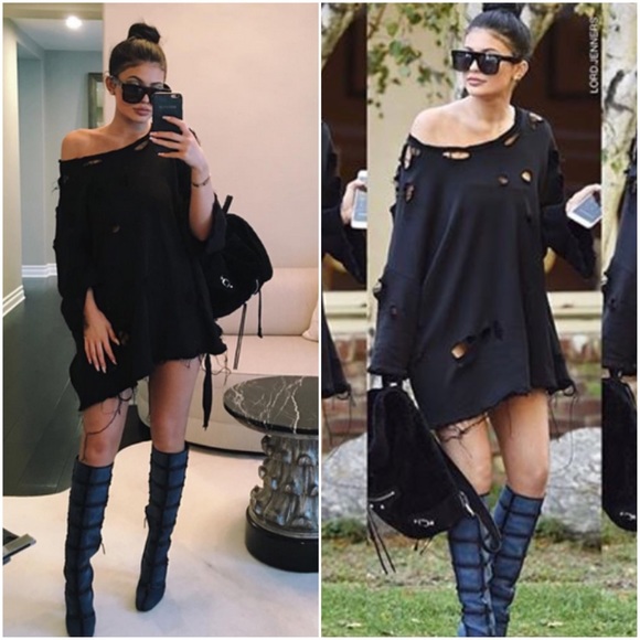 Distressed Sweater Dress - Picture 2 of 8