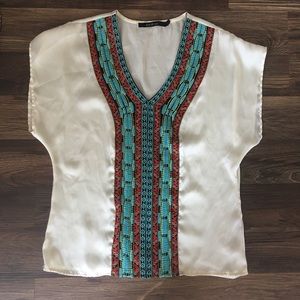 Silky embroidered blouse