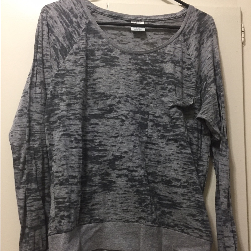 Gray loose fitting long sleeve shirt