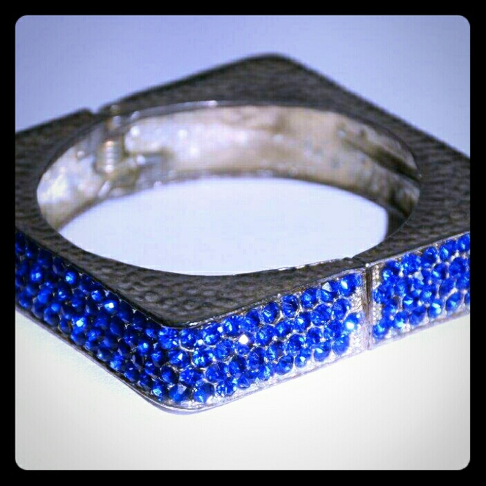 Blue Studded Bangle Bracelet