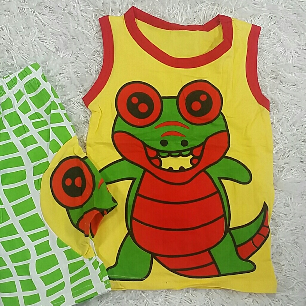 🆕Green Happy Eligator 2 pc set. Kids