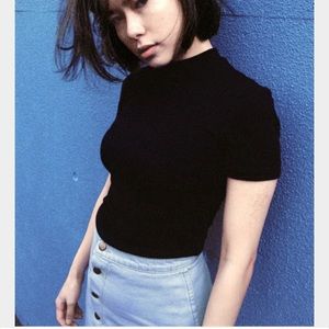 AA ponte mock neck tee