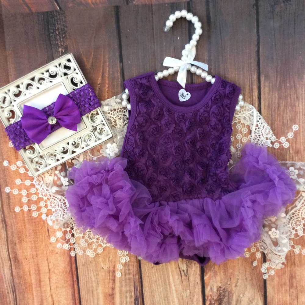 Boutique Baby Girl Rosette Tutu Dress Romper