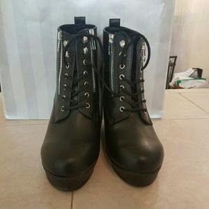 Black wedge ankle boots