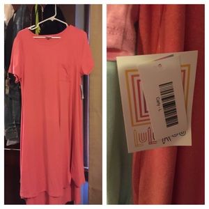 Lularoe NWT Carly Coral Pink size L dress