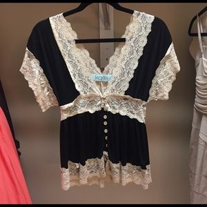 Karlie black lace top