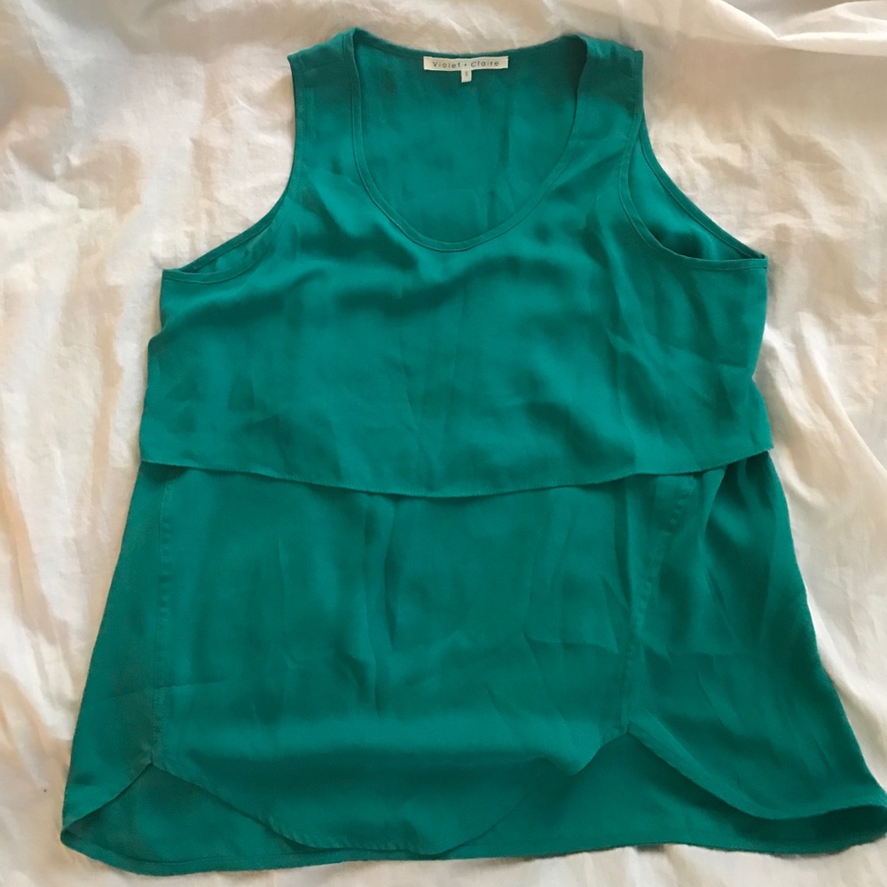 Violet + Claire turquoise sleeveless blouse