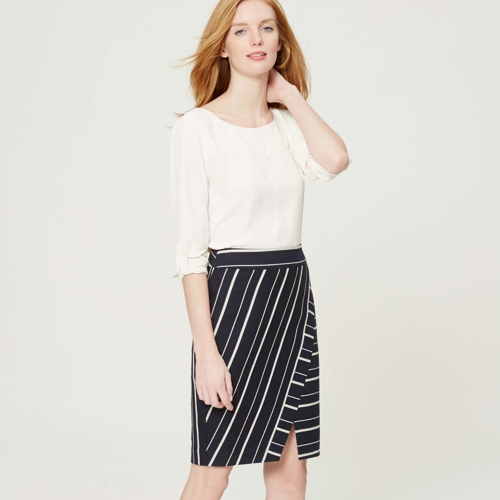 LOFT Striped Wrap Skirt