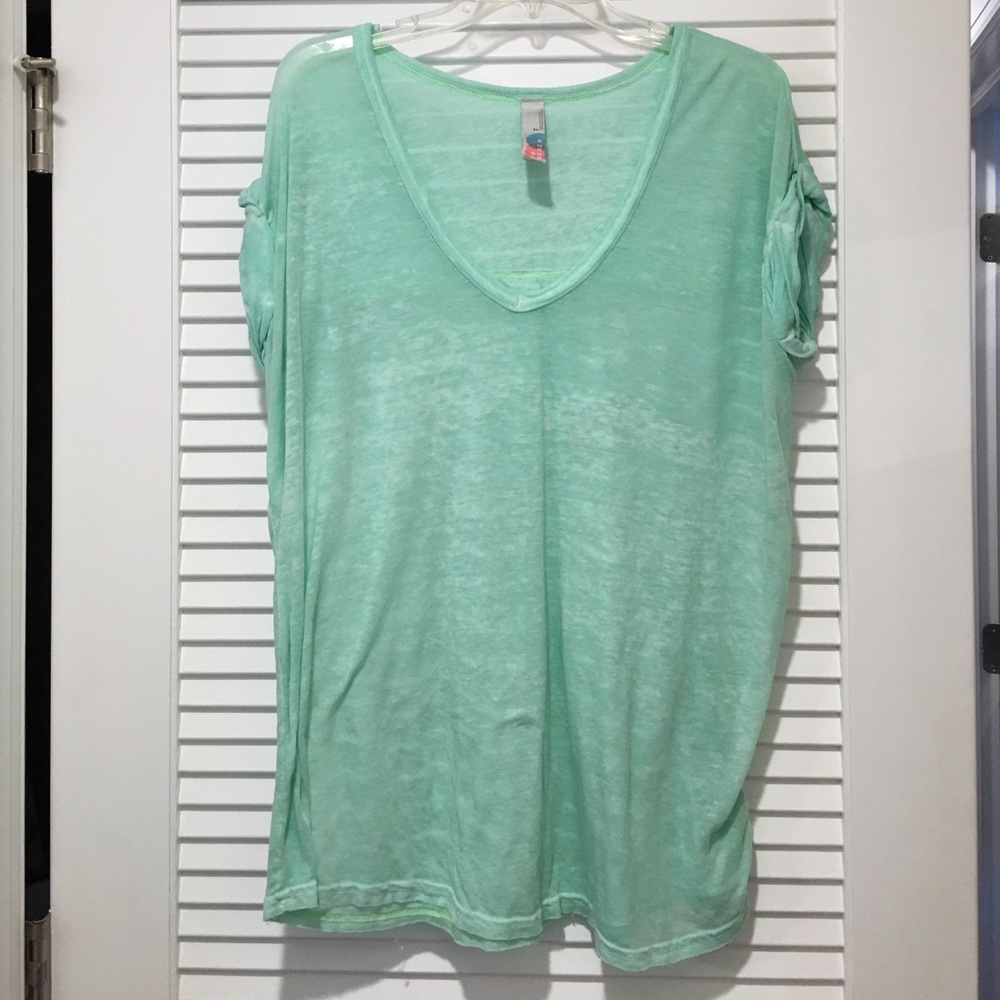 FREE PEOPLE sea foam green top.