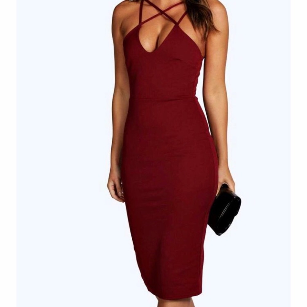 Ruby colored dress from Boohoo
