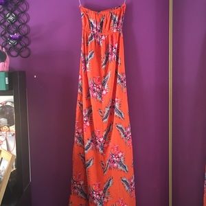 Orange Strapless Charlotte Russe Floral Dress