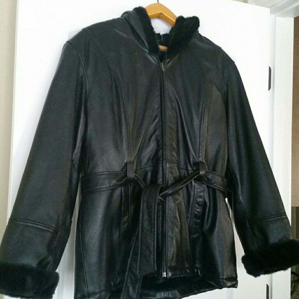 Women's Hooded Lined Leather Jacket