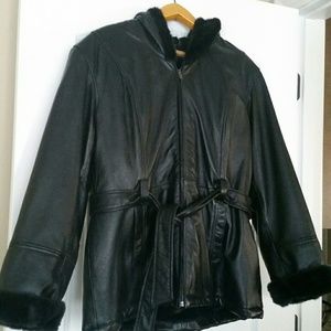 Women's Hooded Lined Leather Jacket