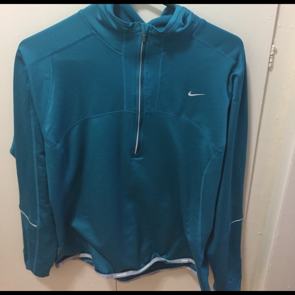 Teal Dri-fit long sleeve 3/4 zip hoodie