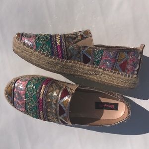 BEADED AND SEQUINED AND WOVEN SUMMER SHOE
