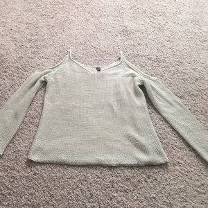Chunky knit sweater with peek a boo shoulder