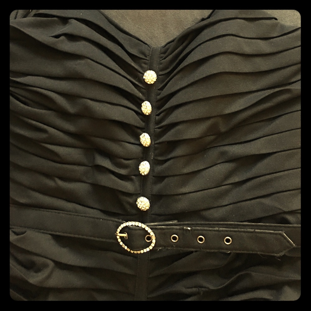 Betsy's Johnson Black Belted Tuxedo Dress