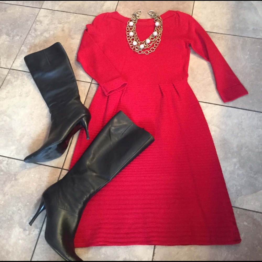 Red sweater dress