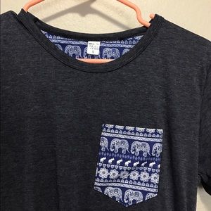 Navy blue triblend elephant pocket tee NWOT