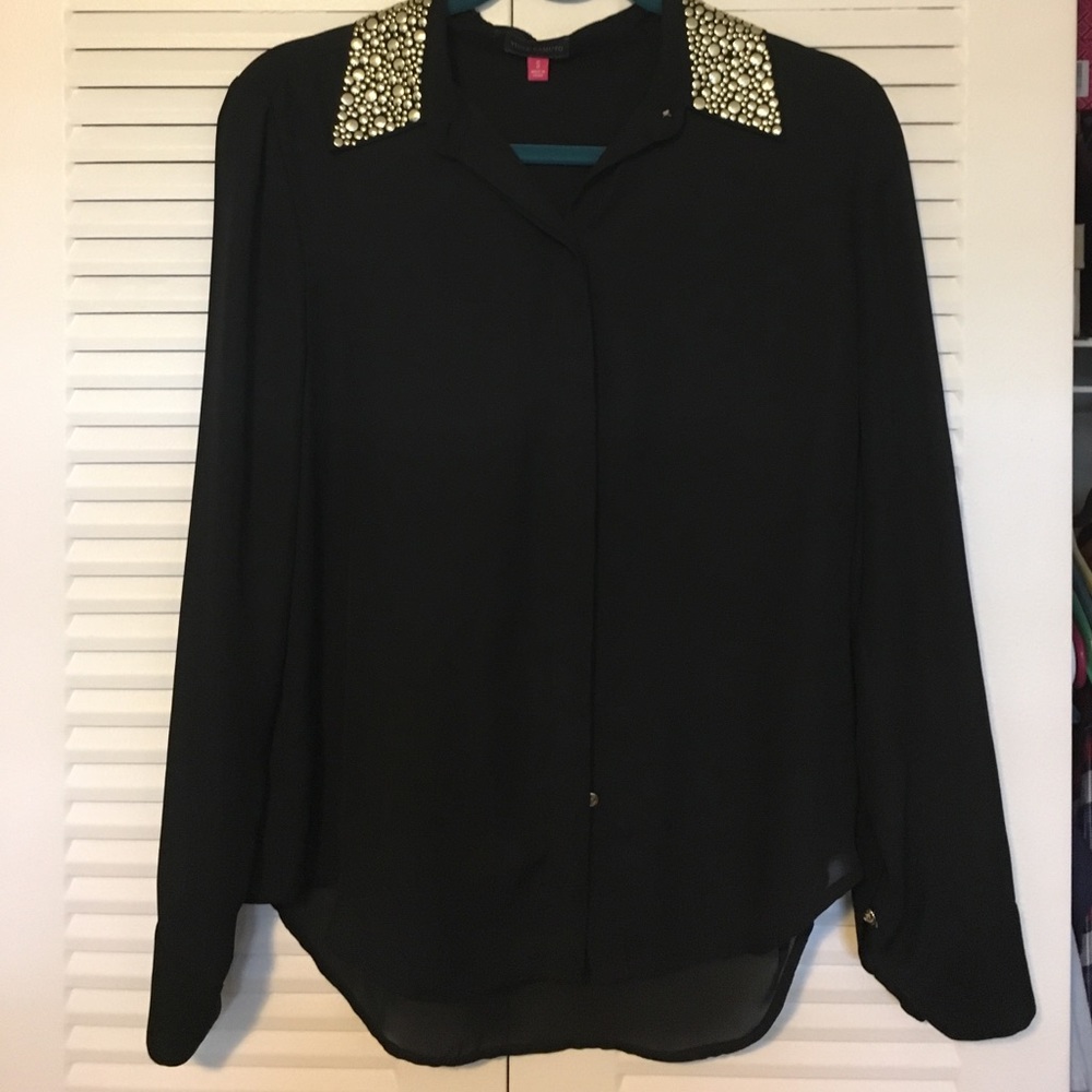 Vince Camuto Sheer black studded blouse - size S