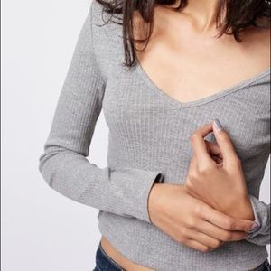 Topshop V-Neck Ribbed Crop Top