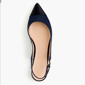 J Crew low heel satin navy slingback flats 9 1/2