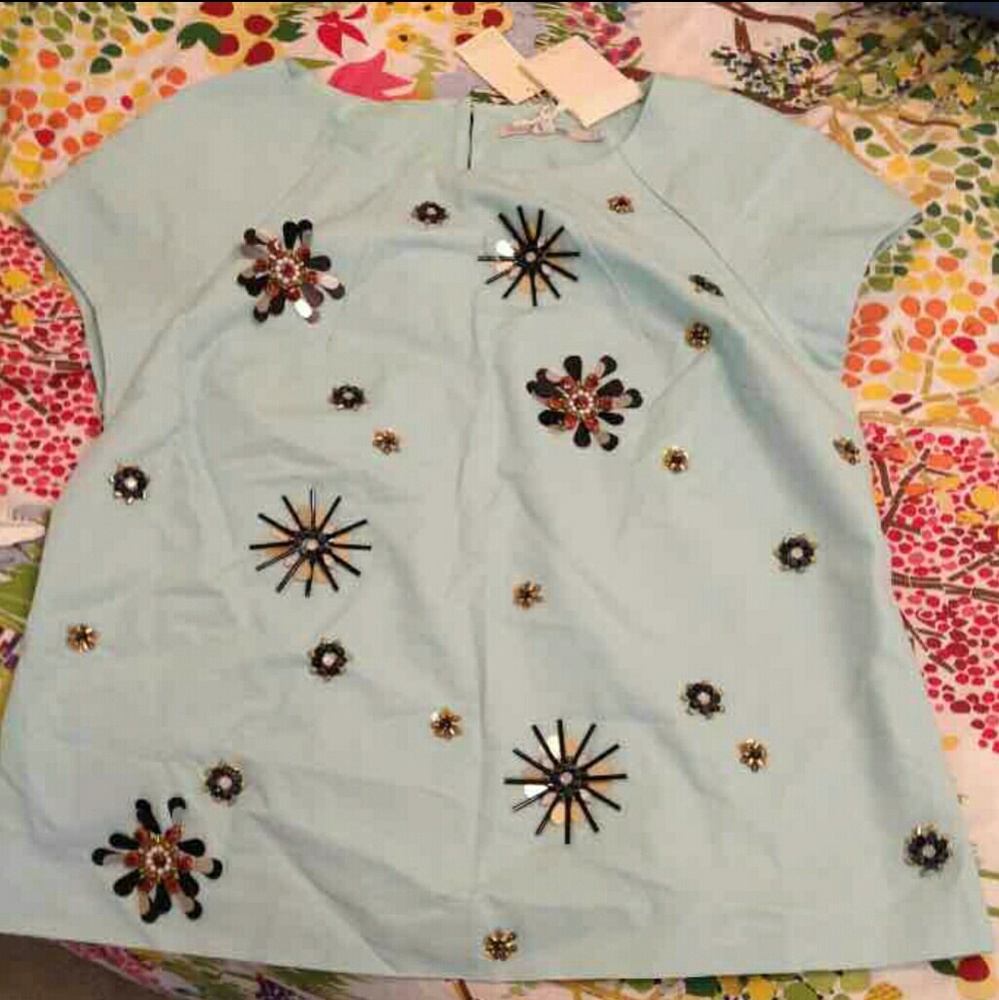 Boden light Aqua top size 10