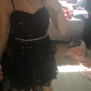 Black Sequined City Triangles Formal Dress