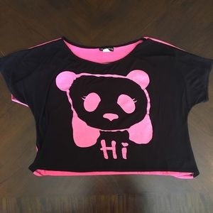 "Hi, Bye" Panda Flowy Shirt