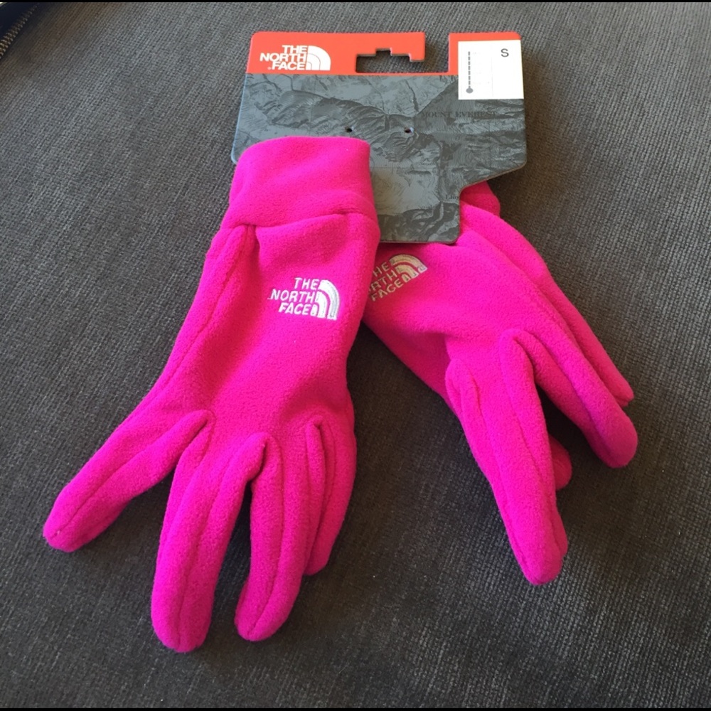 North face gloves fuschia pink