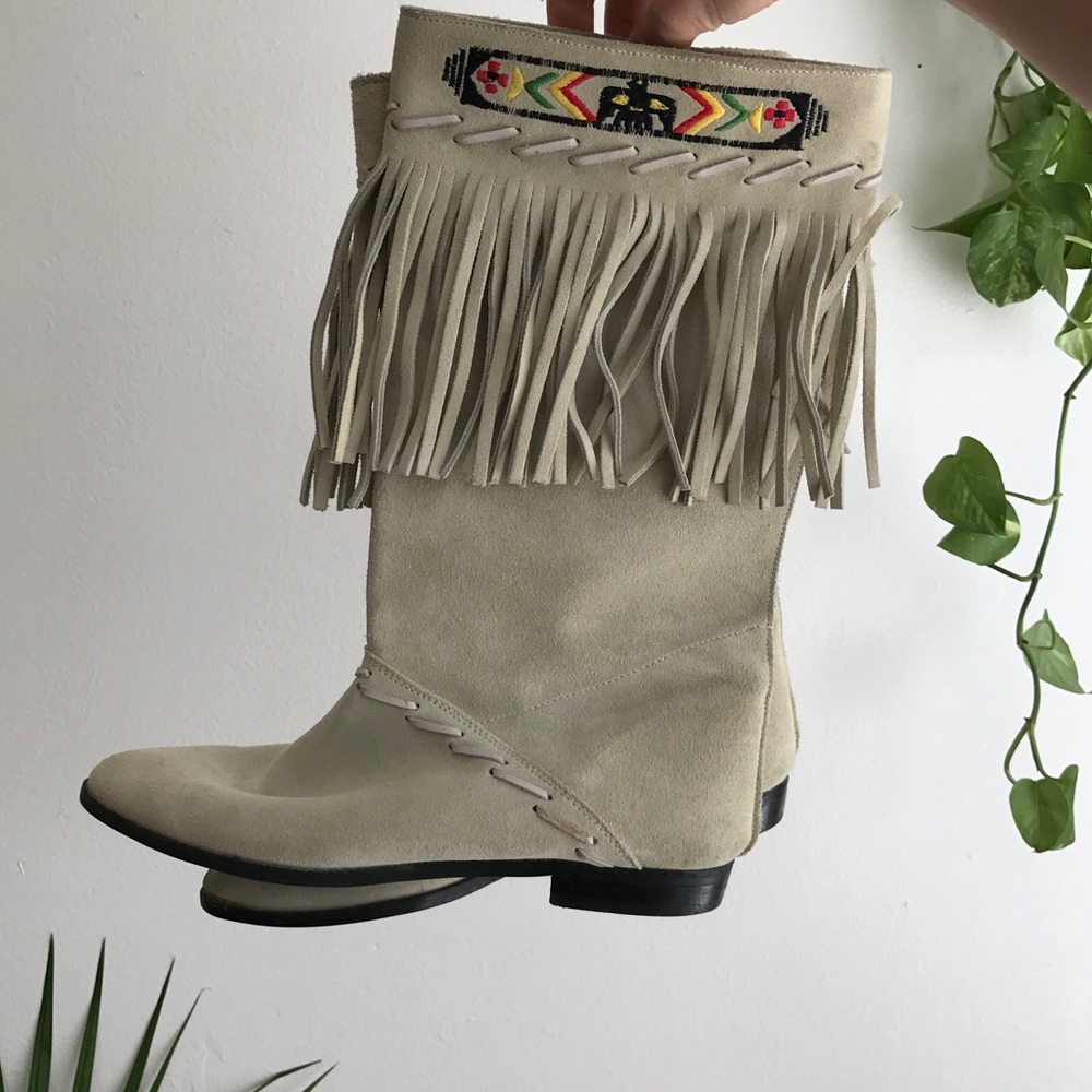 vintage leather fringe boots