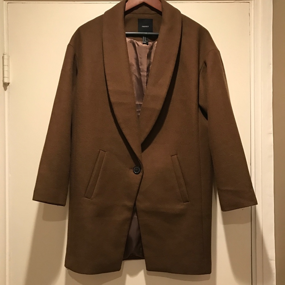 ✨F21✨ Wool-Blend Brown Coat