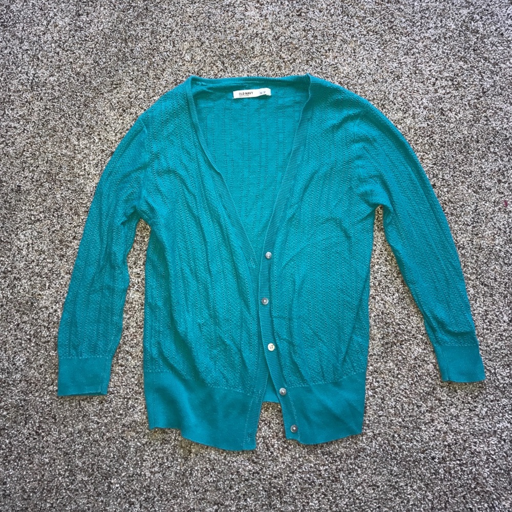 Turquoise 3/4 sleeve cardigan