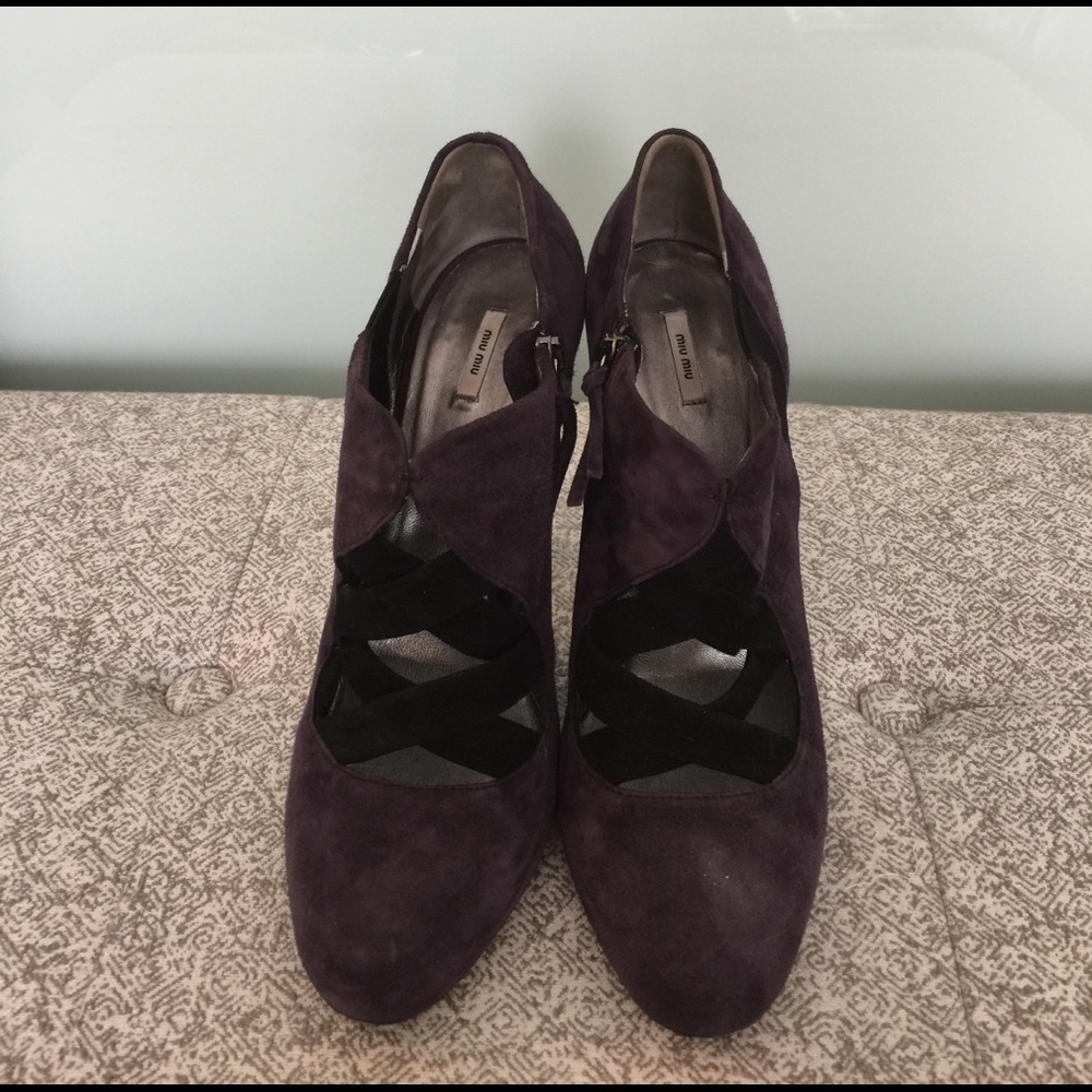 Miu Miu Purple Suede Ballet Pumps - 41