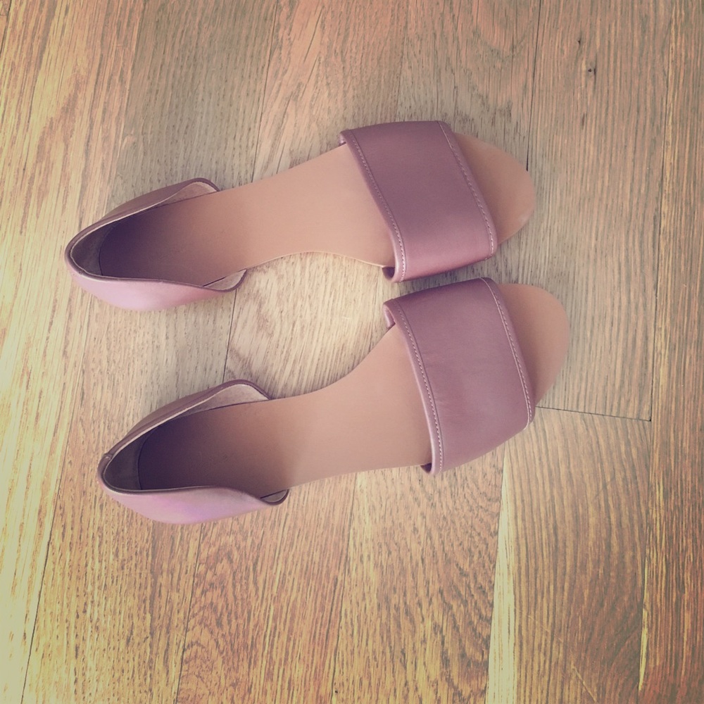 Beige flats with open toes