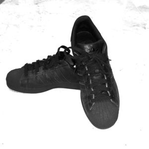 Adidas All Black Superstars - Size 11