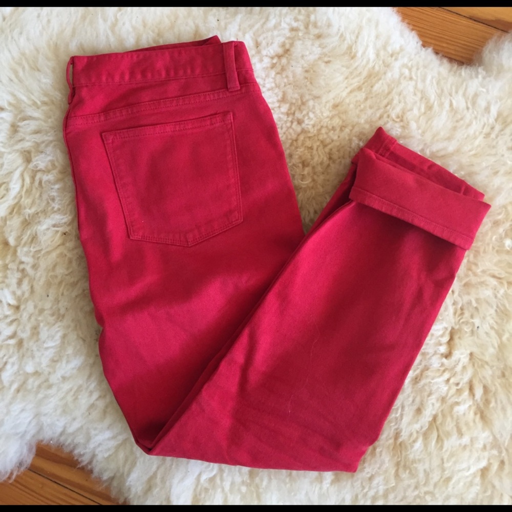 J.Crew Red Cropped Ankle Pant